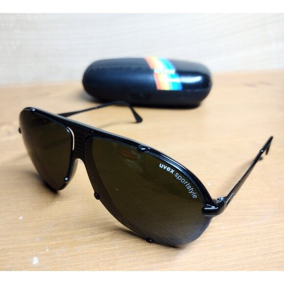 Vintage Uvex Sportstyle 77 L Sunglasses Black With Box - Picture 1 of 7